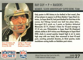 1990-91 Pro Set Super Bowl XXV Binder #27 Ray Guy Back