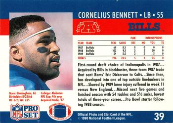 1990-91 Pro Set Super Bowl XXV Binder #39 Cornelius Bennett Back