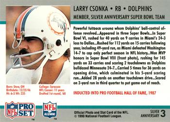 1990-91 Pro Set Super Bowl XXV Binder #3 Larry Csonka Back