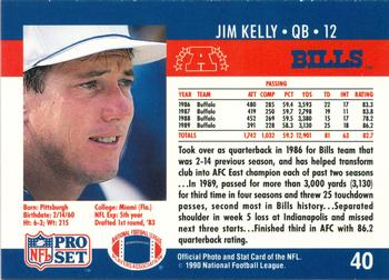 1990-91 Pro Set Super Bowl XXV Binder #40 Jim Kelly Back