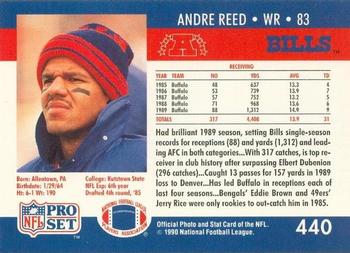 1990-91 Pro Set Super Bowl XXV Binder #440 Andre Reed Back