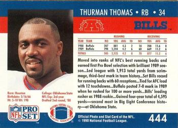1990-91 Pro Set Super Bowl XXV Binder #444 Thurman Thomas Back