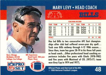 1990-91 Pro Set Super Bowl XXV Binder #48 Marv Levy Back