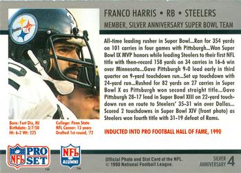 1990-91 Pro Set Super Bowl XXV Binder #4 Franco Harris Back