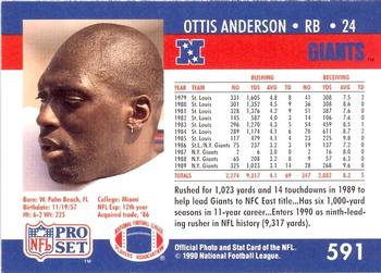 1990-91 Pro Set Super Bowl XXV Binder #591 Ottis Anderson Back