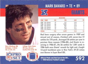 1990-91 Pro Set Super Bowl XXV Binder #592 Mark Bavaro Back