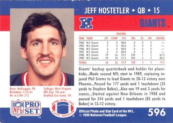 1990-91 Pro Set Super Bowl XXV Binder #596 Jeff Hostetler Back