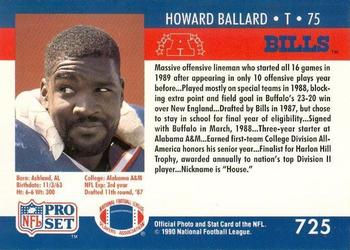 1990-91 Pro Set Super Bowl XXV Binder #725 Howard Ballard Back