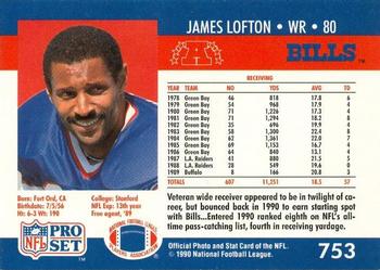 1990-91 Pro Set Super Bowl XXV Binder #753 James Lofton Back