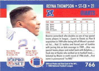 1990-91 Pro Set Super Bowl XXV Binder #766 Reyna Thompson Back