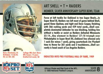 1990-91 Pro Set Super Bowl XXV Binder #8 Art Shell Back