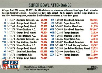 1990-91 Pro Set Super Bowl XXV Binder #SC1 2,000,000th Fan Back