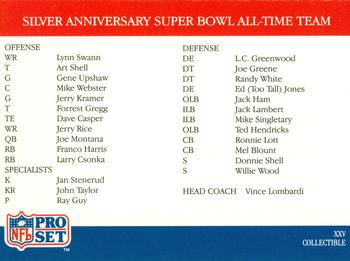 1990-91 Pro Set Super Bowl XXV Binder #SC2 Buick Checklist Card Back