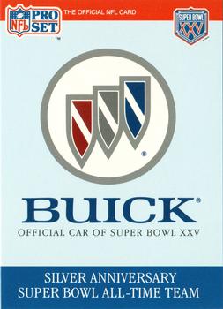 1990-91 Pro Set Super Bowl XXV Binder #SC2 Buick Checklist Card Front