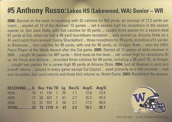 2007 High Step Washington Huskies #NNO Anthony Russo Back