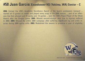 2007 High Step Washington Huskies #NNO Juan Garcia Back