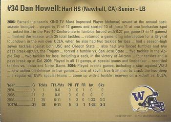 2007 High Step Washington Huskies #NNO Dan Howell Back