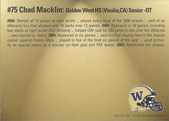 2007 High Step Washington Huskies #NNO Chad Macklin Back