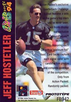 1994 Action Packed - Prototypes #FB942 Jeff Hostetler Back