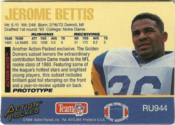 1994 Action Packed - Prototypes #RU944 Jerome Bettis Back
