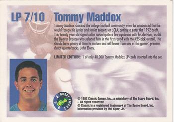 1992 Classic Draft Picks - Limited Prints #LP7 Tommy Maddox Back