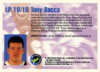 1992 Classic Draft Picks - Limited Prints #LP10 Tony Sacca Back
