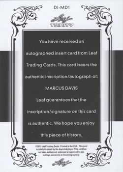 2013 Leaf Trinity - Inscriptions Silver #DI-MD1 Marcus Davis Back