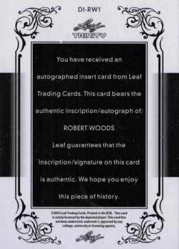 2013 Leaf Trinity - Inscriptions Silver #DI-RW1 Robert Woods Back