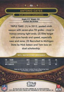 2013 Topps Triple Threads #46 Antonio Gates Back