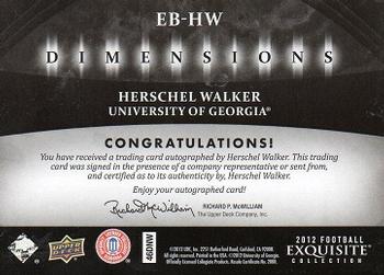 2012 Upper Deck Exquisite Collection - Dimension Autographs #EB-HW Herschel Walker Back