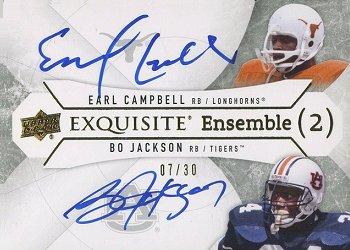 2012 Upper Deck Exquisite Collection - Ensemble 2 Signatures #EE2-JC Bo Jackson / Earl Campbell Front