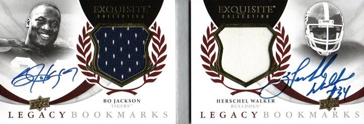2012 Upper Deck Exquisite Collection - Legacy Bookmark Jersey Autographs #ELBM-6 Bo Jackson / Herschel Walker Front