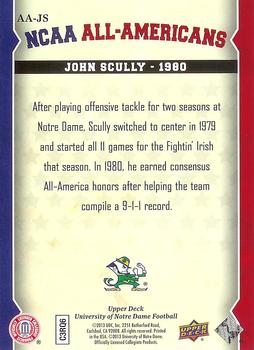 2013 Upper Deck University of Notre Dame - All Americans #AA-JS John Scully Back