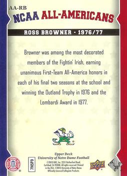 2013 Upper Deck University of Notre Dame - All Americans #AA-RB Ross Browner Back