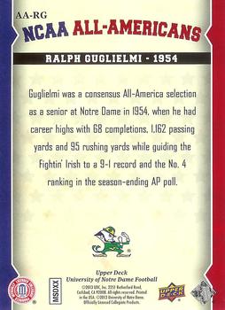 2013 Upper Deck University of Notre Dame - All Americans #AA-RG Ralph Guglielmi Back