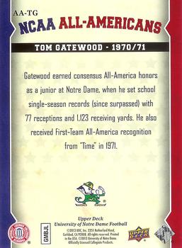 2013 Upper Deck University of Notre Dame - All Americans #AA-TG Tom Gatewood Back