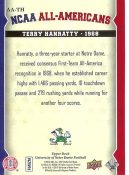 2013 Upper Deck University of Notre Dame - All Americans #AA-TH Terry Hanratty Back
