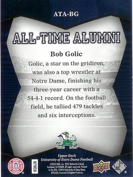 2013 Upper Deck University of Notre Dame - All Time Alumni #ATA-BG Bob Golic Back