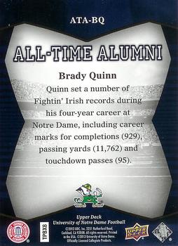 2013 Upper Deck University of Notre Dame - All Time Alumni #ATA-BQ Brady Quinn Back