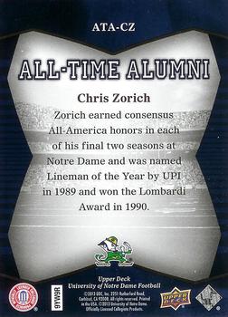 2013 Upper Deck University of Notre Dame - All Time Alumni #ATA-CZ Chris Zorich Back