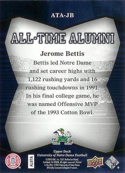 2013 Upper Deck University of Notre Dame - All Time Alumni #ATA-JB Jerome Bettis Back