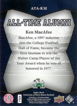 2013 Upper Deck University of Notre Dame - All Time Alumni #ATA-KM Ken MacAfee Back