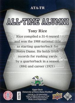2013 Upper Deck University of Notre Dame - All Time Alumni #ATA-TR Tony Rice Back