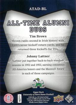 2013 Upper Deck University of Notre Dame - All Time Alumni Duos #ATAD-BL Tim Brown / Johnny Lattner Back