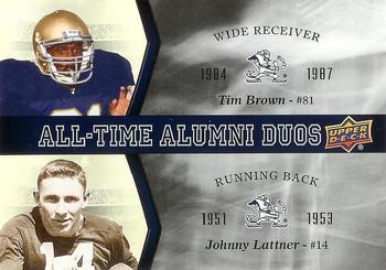 2013 Upper Deck University of Notre Dame - All Time Alumni Duos #ATAD-BL Tim Brown / Johnny Lattner Front