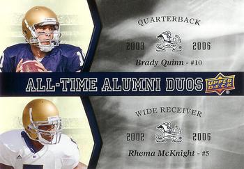 2013 Upper Deck University of Notre Dame - All Time Alumni Duos #ATAD-QM Brady Quinn / Rhema McKnight Front