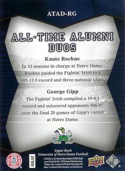 2013 Upper Deck University of Notre Dame - All Time Alumni Duos #ATAD-RG Knute Rockne / George Gipp Back