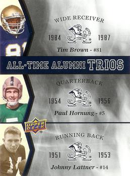 2013 Upper Deck University of Notre Dame - All Time Alumni Trios #ATAT-BHL Tim Brown / Paul Hornung / Johnny Lattner Front