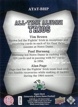 2013 Upper Deck University of Notre Dame - All Time Alumni Trios #ATAT-BHP Tim Brown / Paul Hornung / Alan Page Back