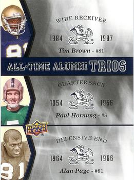 2013 Upper Deck University of Notre Dame - All Time Alumni Trios #ATAT-BHP Tim Brown / Paul Hornung / Alan Page Front